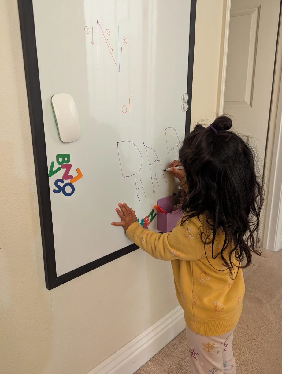 My little one practicing her upper case writing